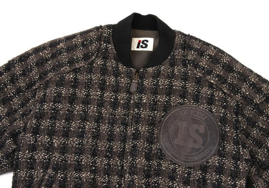 ISSEY MIYAKE I.S. Logo Leather Patch Tweed Blouson Size 9