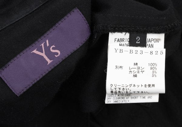 Y's PINK Mixed Material Layered Short Shirt Black Size 2