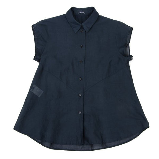 JIL SANDER NAVY Cotton Sheer French Blouse Navy Size 34