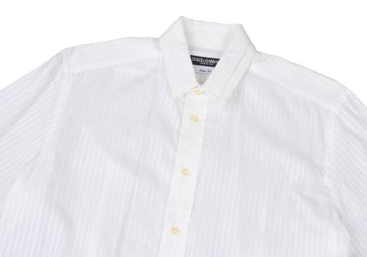 DOLCE&GABBANA Sheer Stripe Layered Cotton Shirt Size 41
