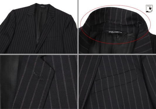 DOLCE&GABBANA Wool Pinstripe 2B Jacket Black Size L