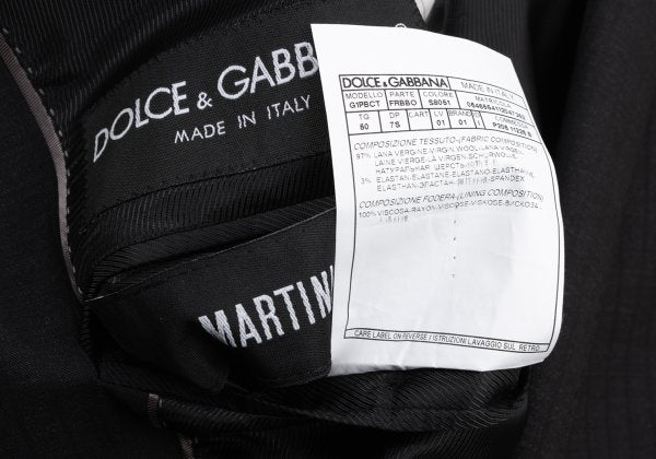 DOLCE&GABBANA Black Wool Shadow Stripe Jacket Size 50