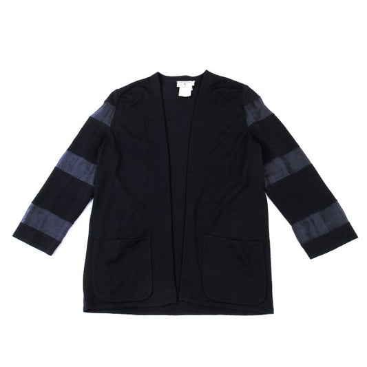 VALENTINO GARAVANI Sheer Panel Knit Cardigan Navy Size M