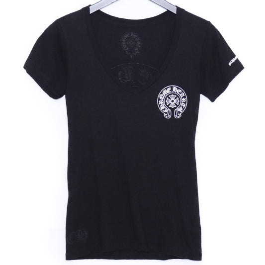 CHROME HEARTS Horseshoe Print V-Neck T-Shirt Black Size S