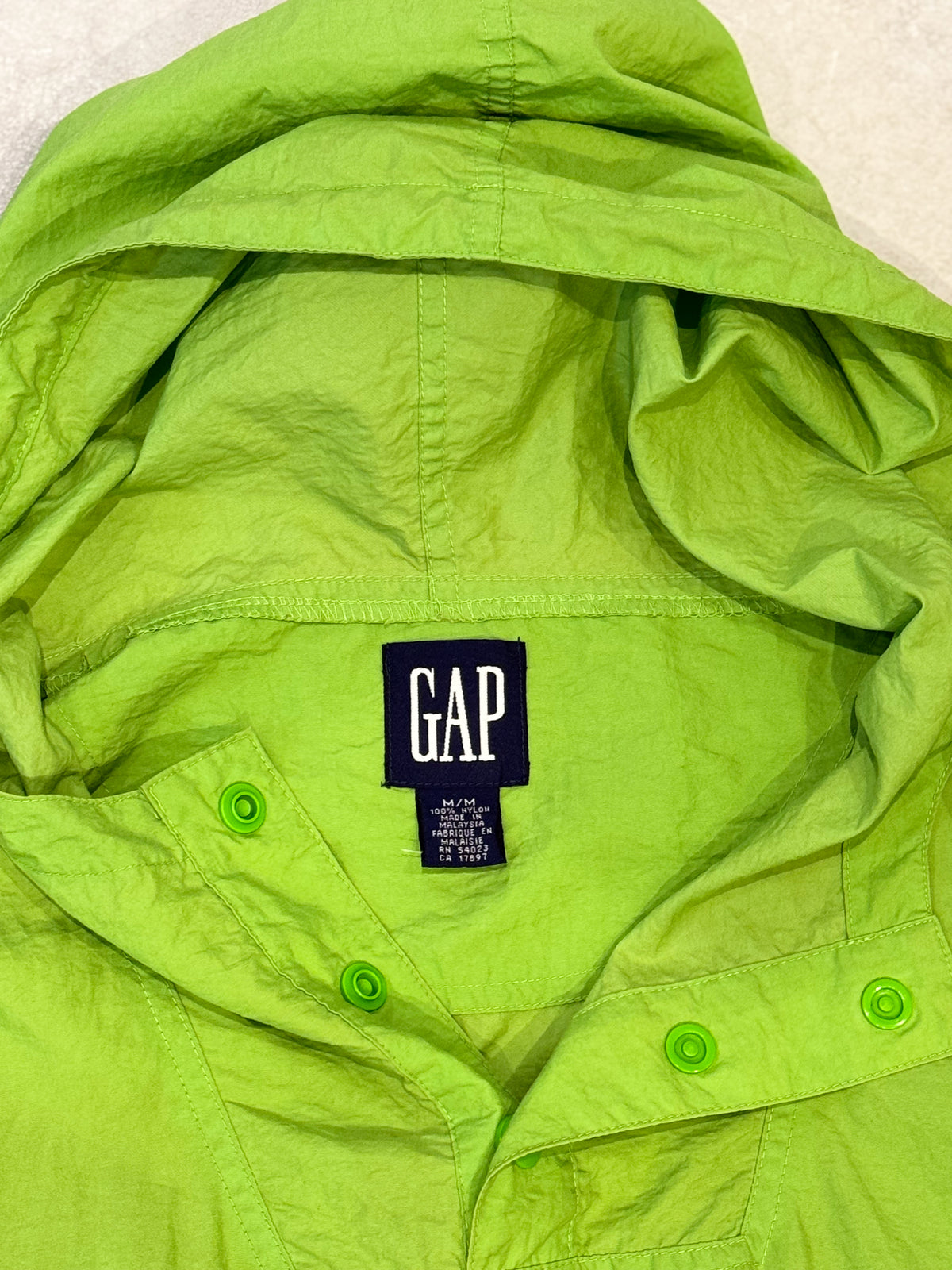 OLD GAP 90s Nylon Lime Green/Purple Size M