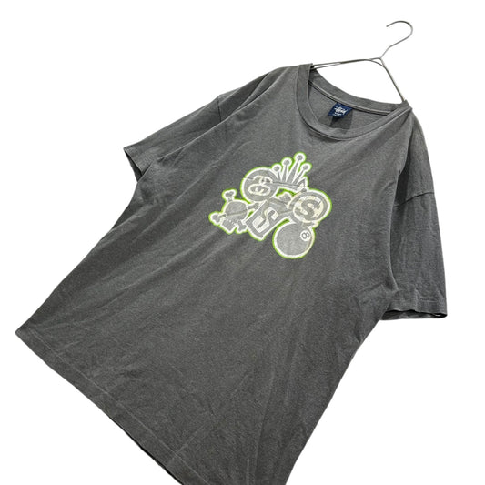 STUSSY 90's USA Made All Logo Crown 8 T-Shirt Gray Size L