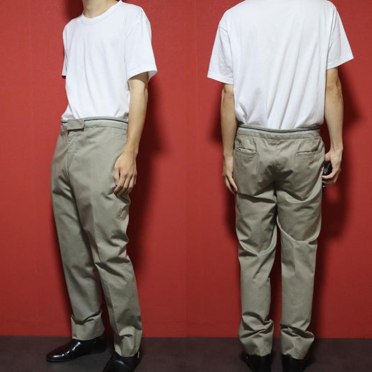 Hermes Beige Belt Design Wide Chino Slacks Size 44