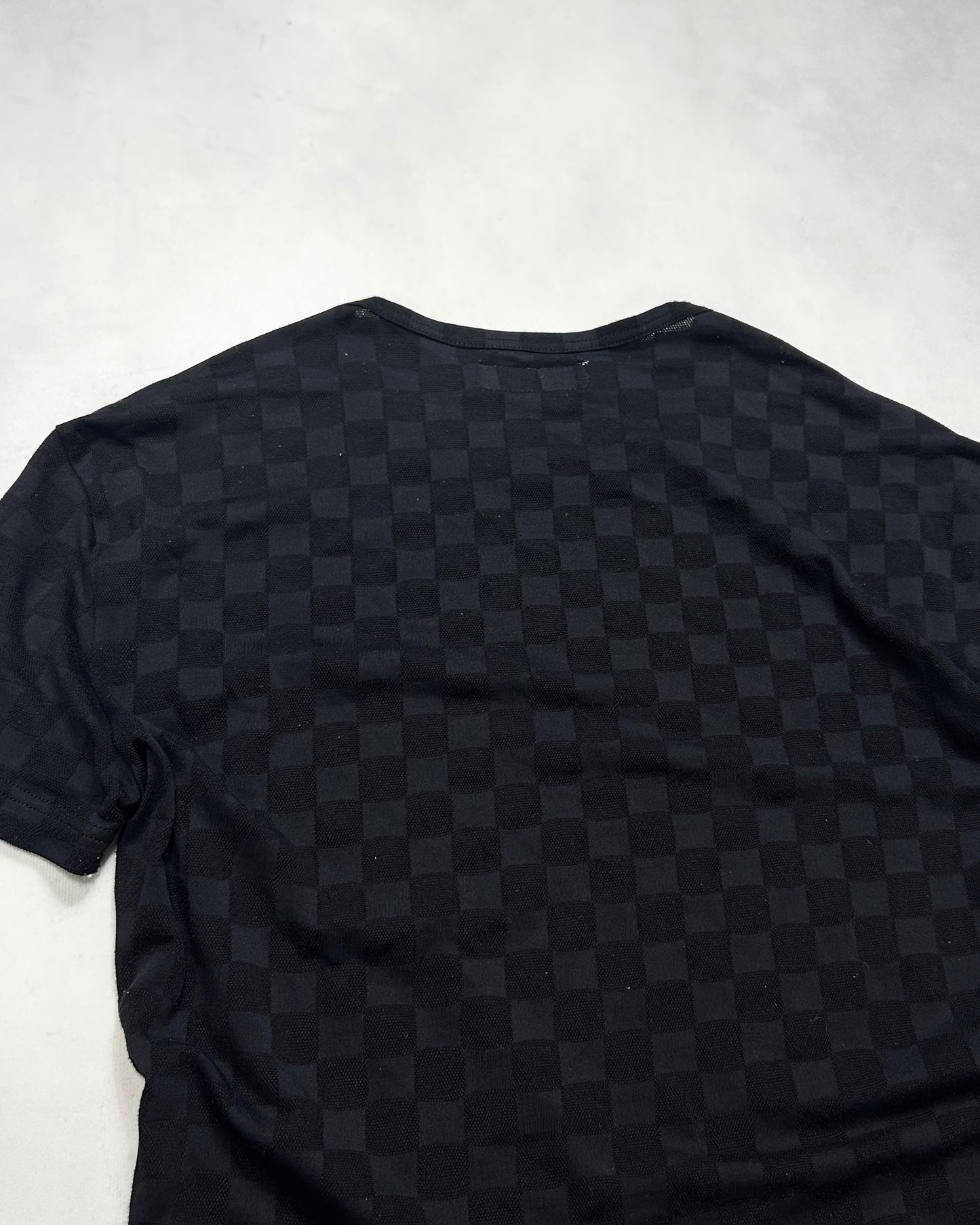 Emporio Armani Black Plaid Stretch Nylon T-Shirt Size L