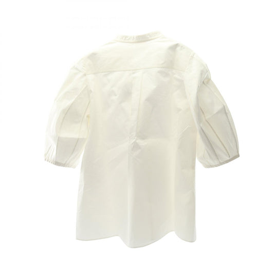 Chloe Tie-Neck Organic Cotton Poplin Blouse White Size 38