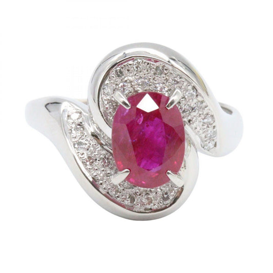 JEWELRY Pt900 Platinum Ruby Diamond Ring Size JP 21