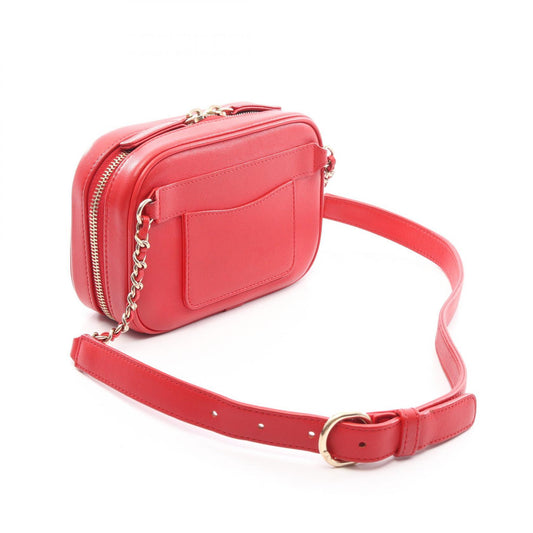 CHANEL Coco Mark Chain Leather Bag Red