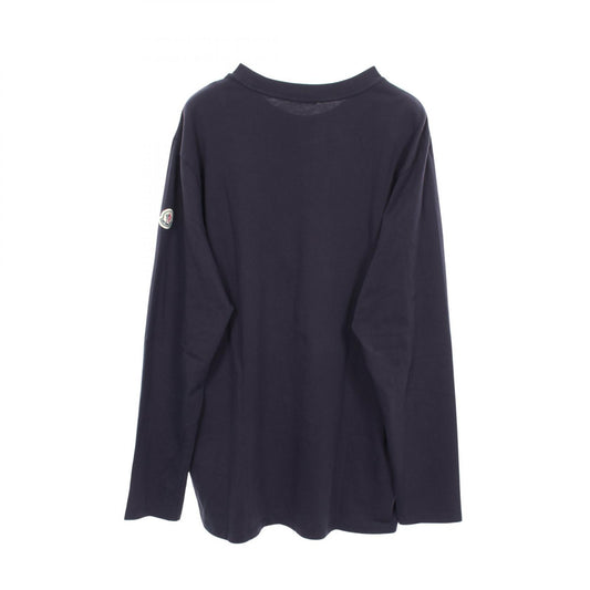 MONCLER Logo Embroidered Cotton Long Sleeve T-Shirt Navy Size L