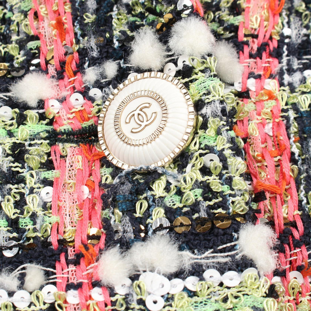 CHANEL Coco Mark Button Tweed Jacket Multi Size 34