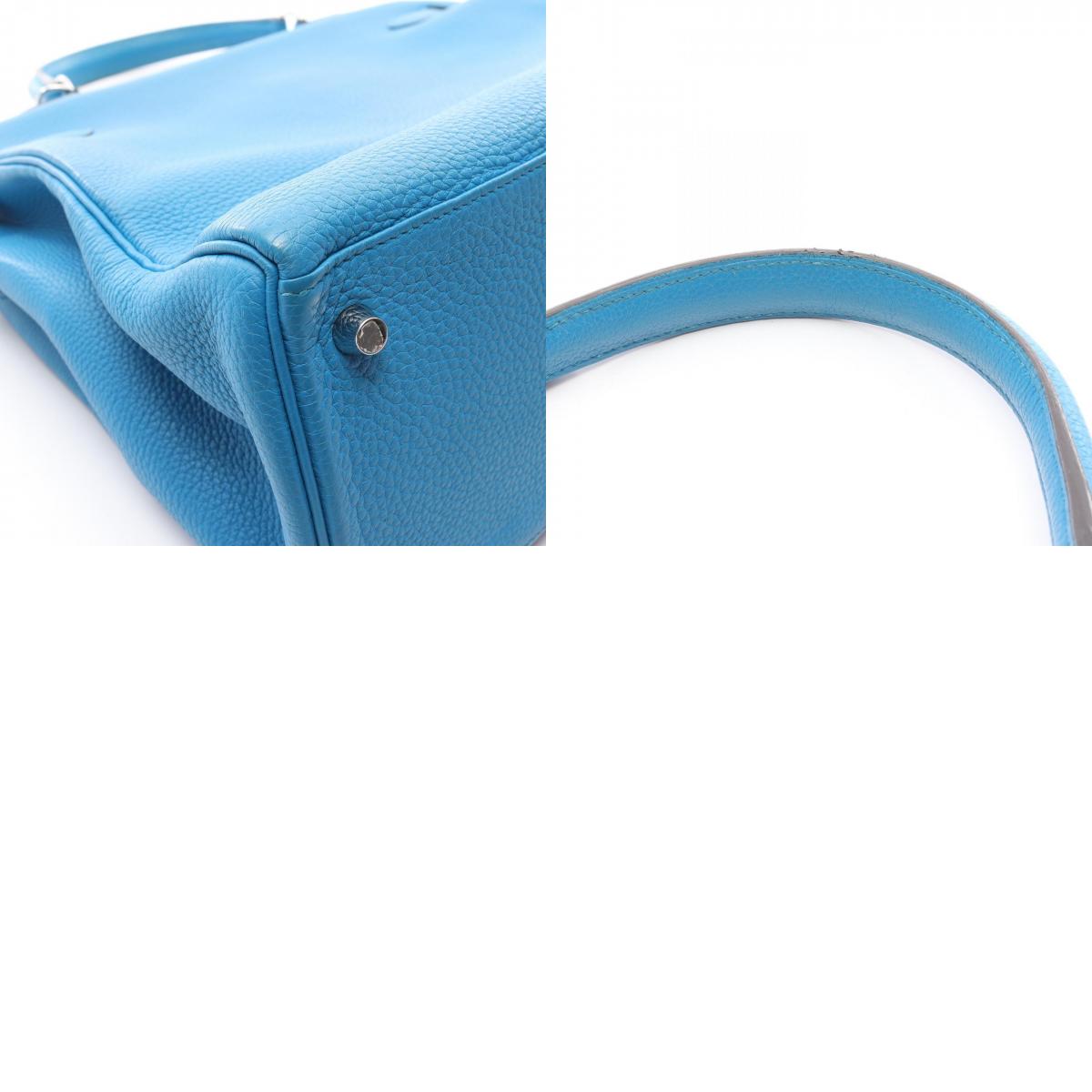 HERMES Kelly 35 Blue Zanzibar Handle Bag