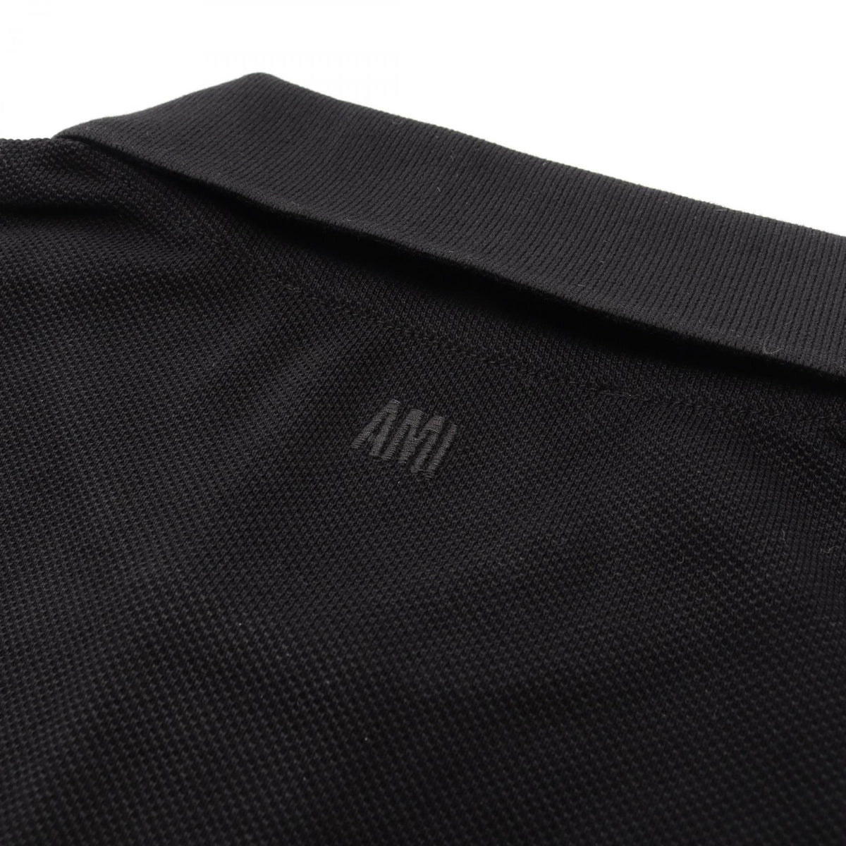 AMI Logo Cotton Polo Shirt Black Size L