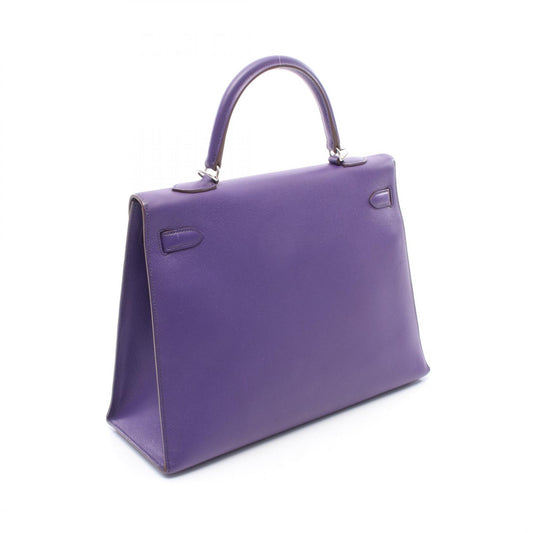 HERMES Kelly 35 Sellier Handbag Purple