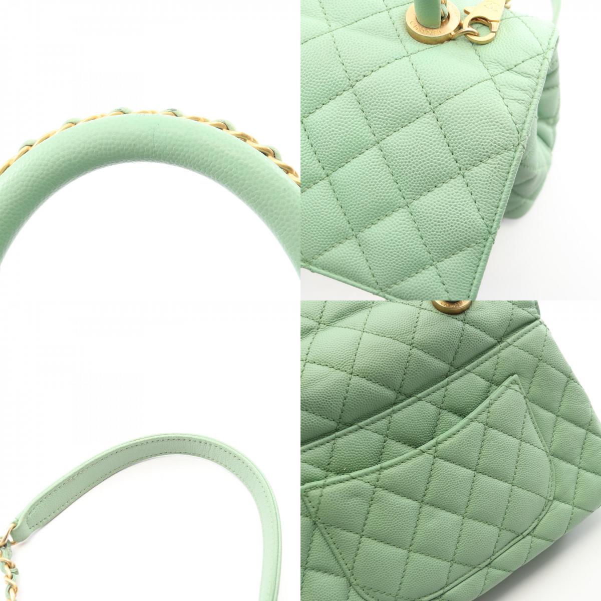 CHANEL Coco Handle Flap Bag Green