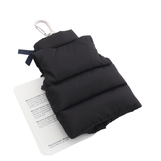 MONCLER Nylon Leather Vest Keyring Charm Black