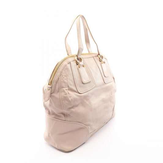 Miu Miu Logo Leather Boston Bag Ivory