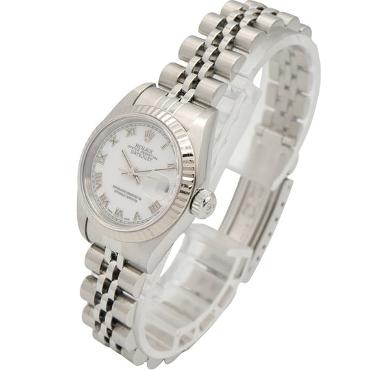 ROLEX Datejust K18WG SS Roman Watch White