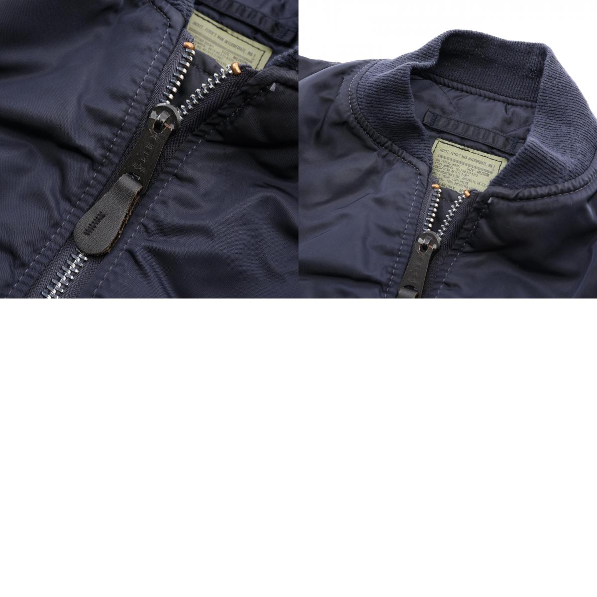 ALPHA MA-1 Nylon Flight Bomber Jacket Navy Size M