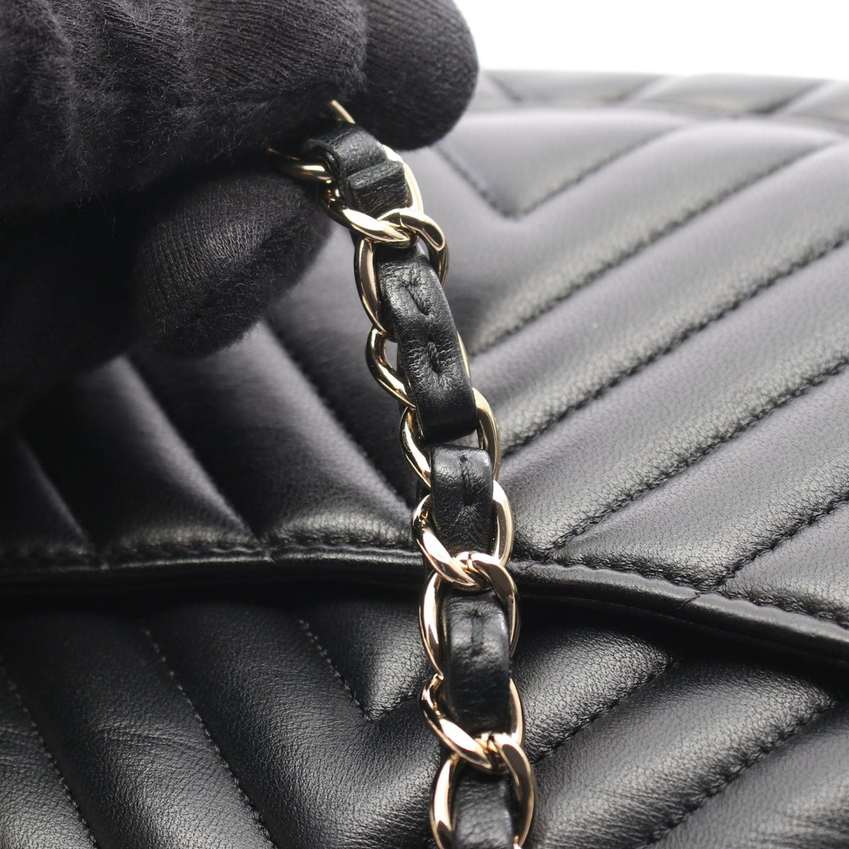 CHANEL Chevron V-Stitch Shoulder Bag