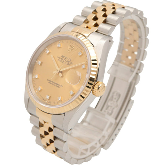 Rolex Datejust 10P Diamond 18K Gold SS Watch