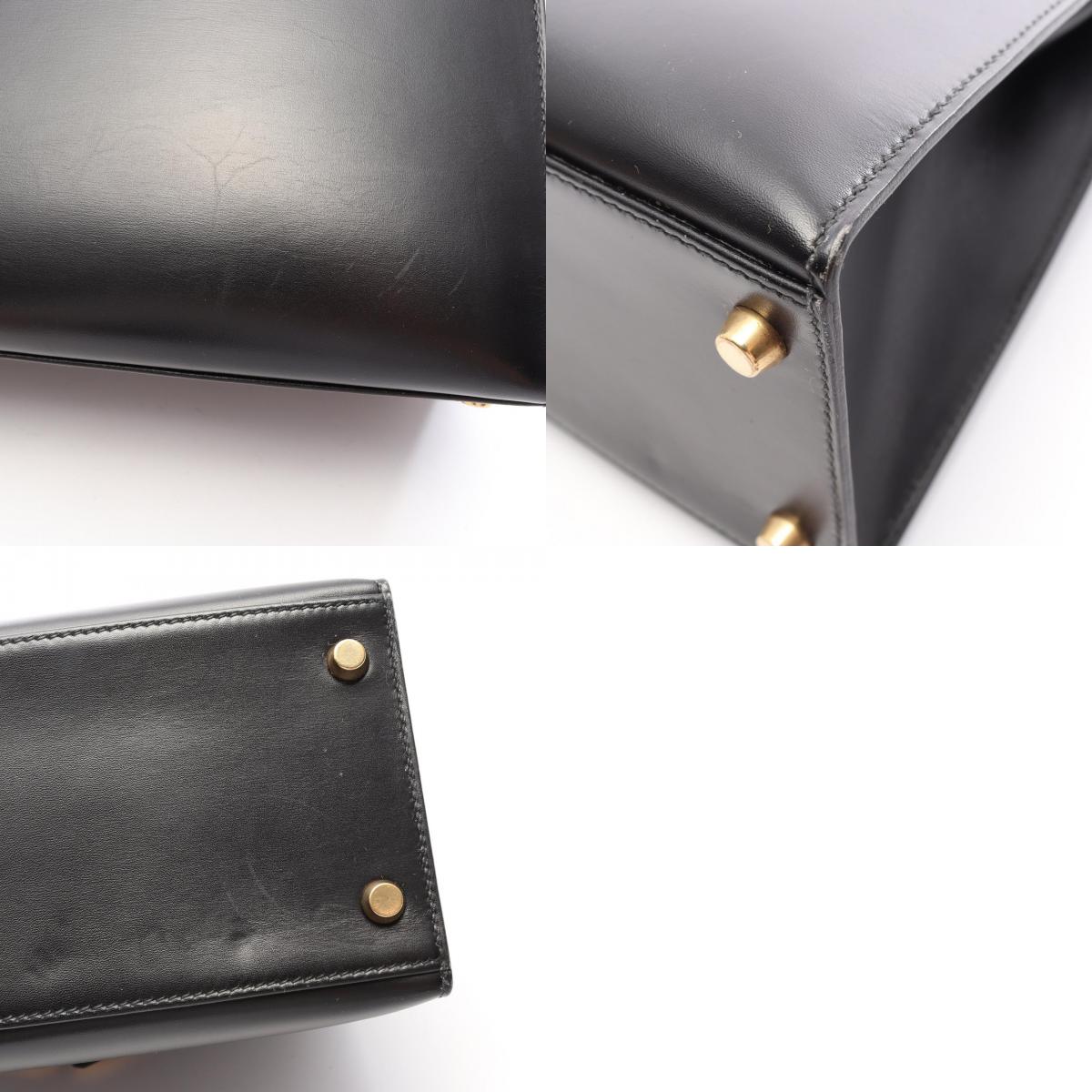 HERMES Kelly 28 Sellier Box Handbag Black
