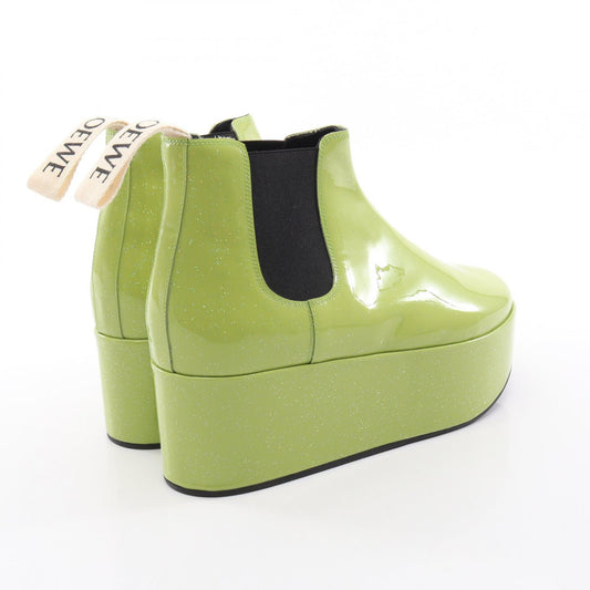 LOEWE Green Platform Patent Leather Chelsea Boots Size 38