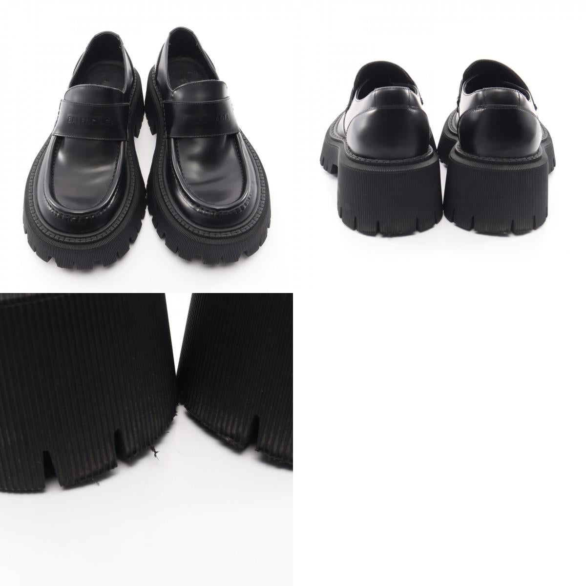 BALENCIAGA Black TRACTOR Leather Loafers Size 36
