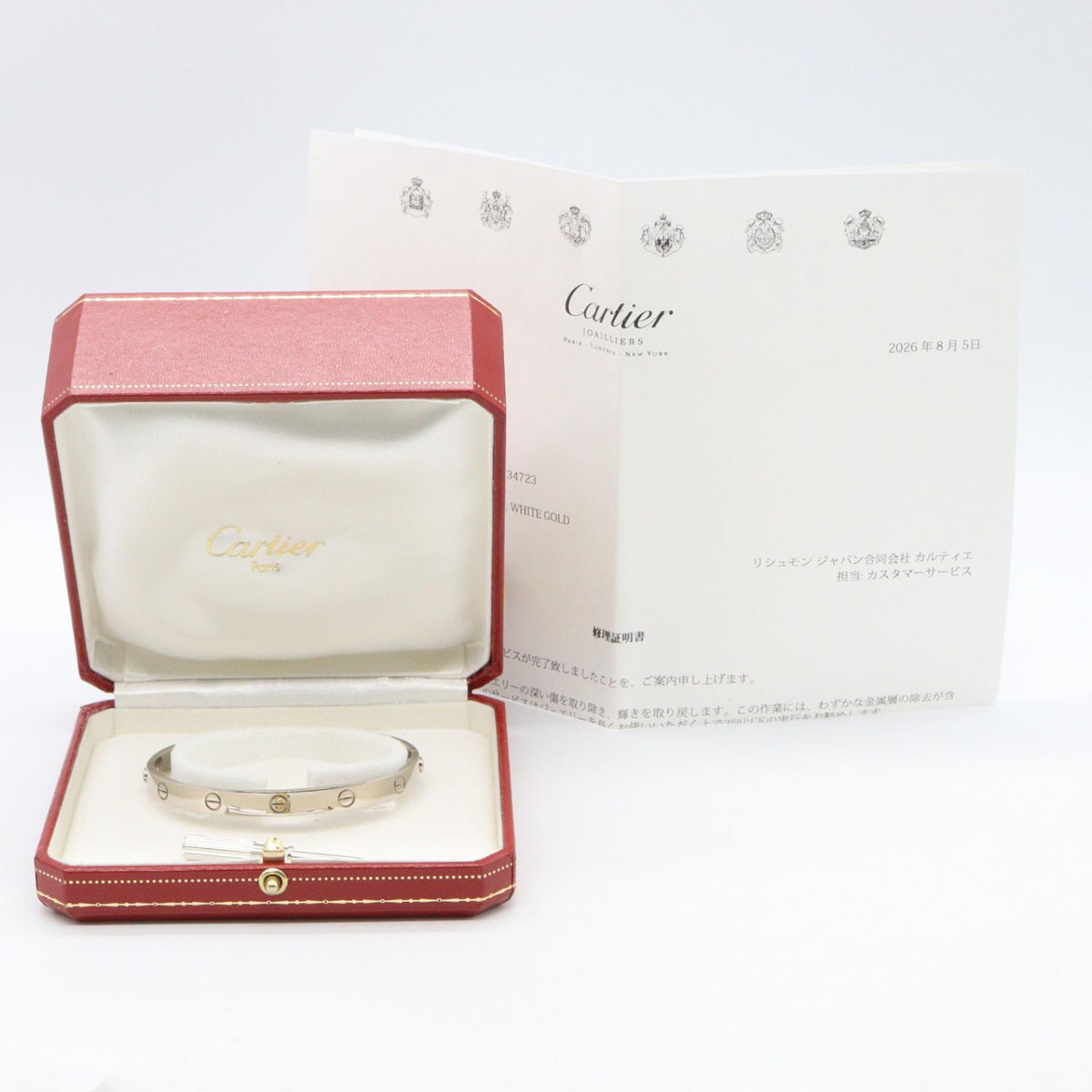 CARTIER Love Bracelet K18WG Silver Size 19