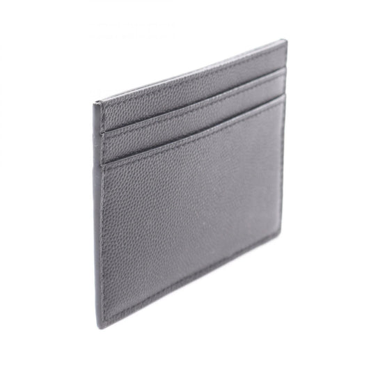 SAINT LAURENT PARIS Cassandra Leather Card Holder Black Card Case