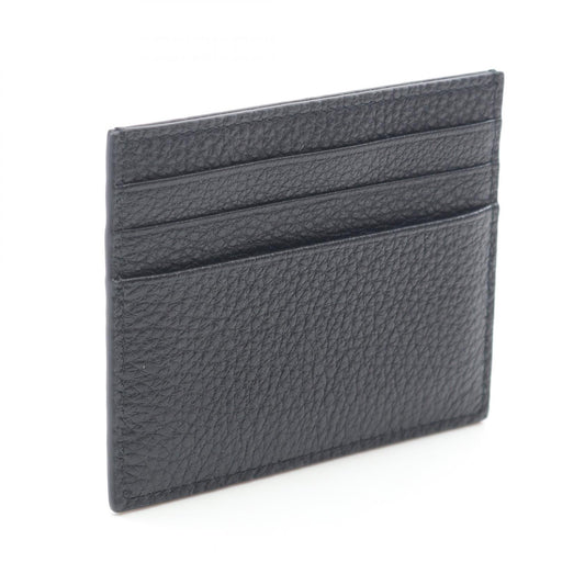 PRADA Vit. Daino Trian Leather Card Holder Black Card Case