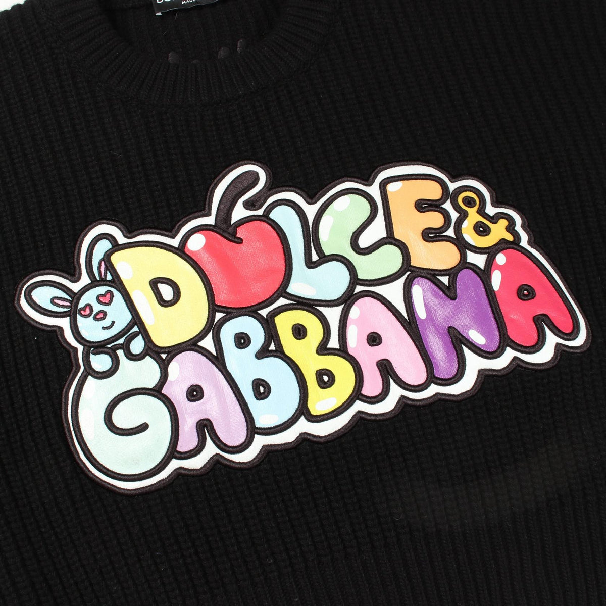 DOLCE & GABBANA Black Logo Crewneck Sweater Size 40