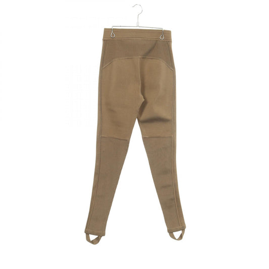 HERMES Rib Knit Silk Nylon Elastane Leggings Khaki Size 38