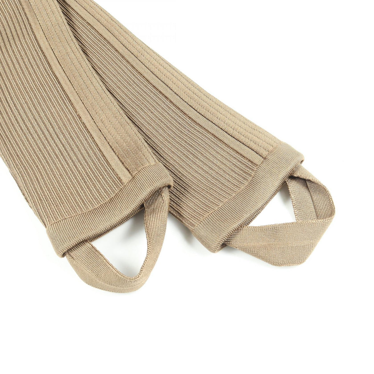 HERMES Rib Knit Silk Nylon Elastane Leggings Khaki Size 38