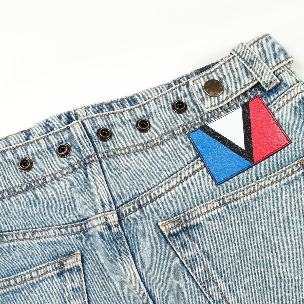 LOUIS VUITTON Cotton Midi Skirt Blue Size 38