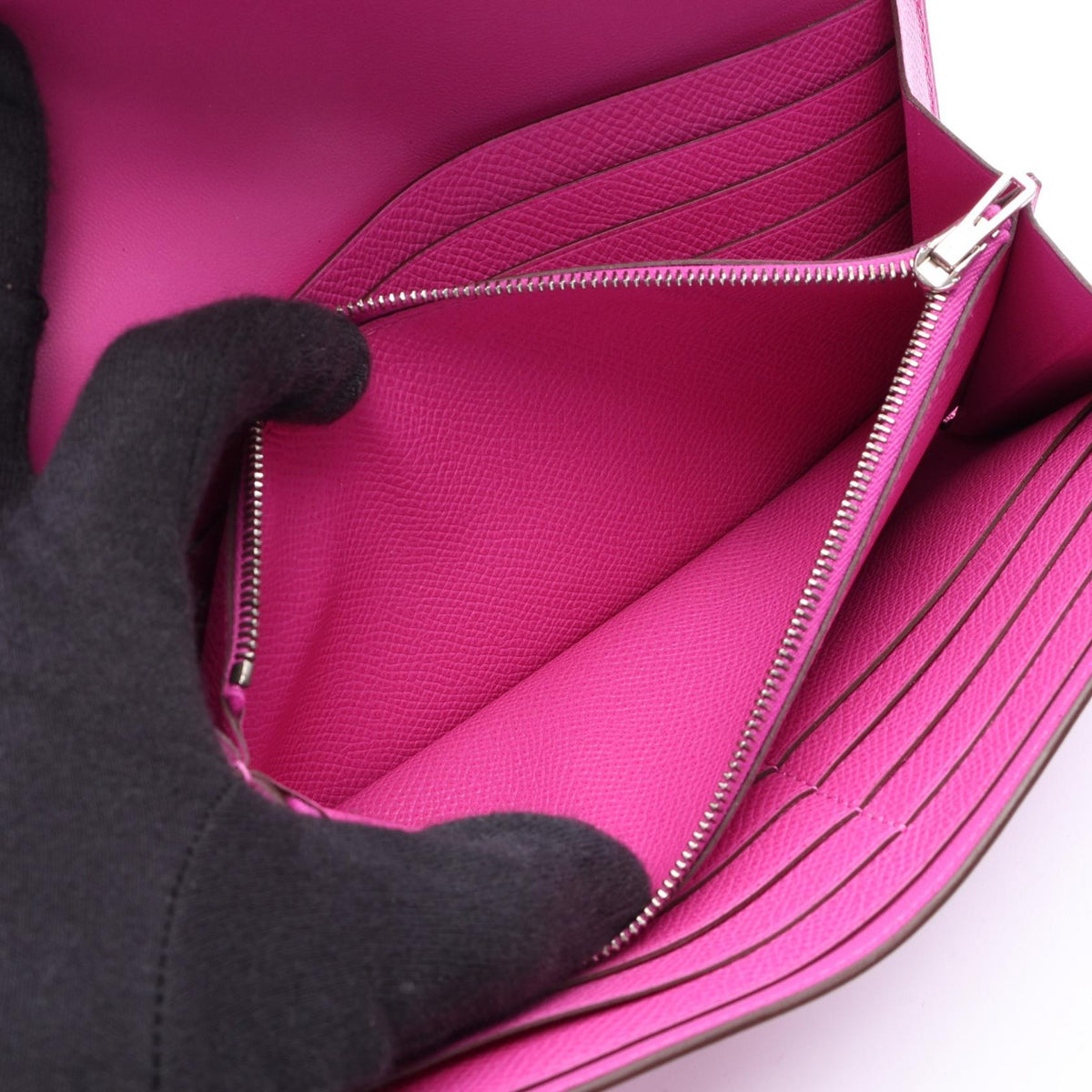 HERMES Constance Long Veau Wallet, Pink