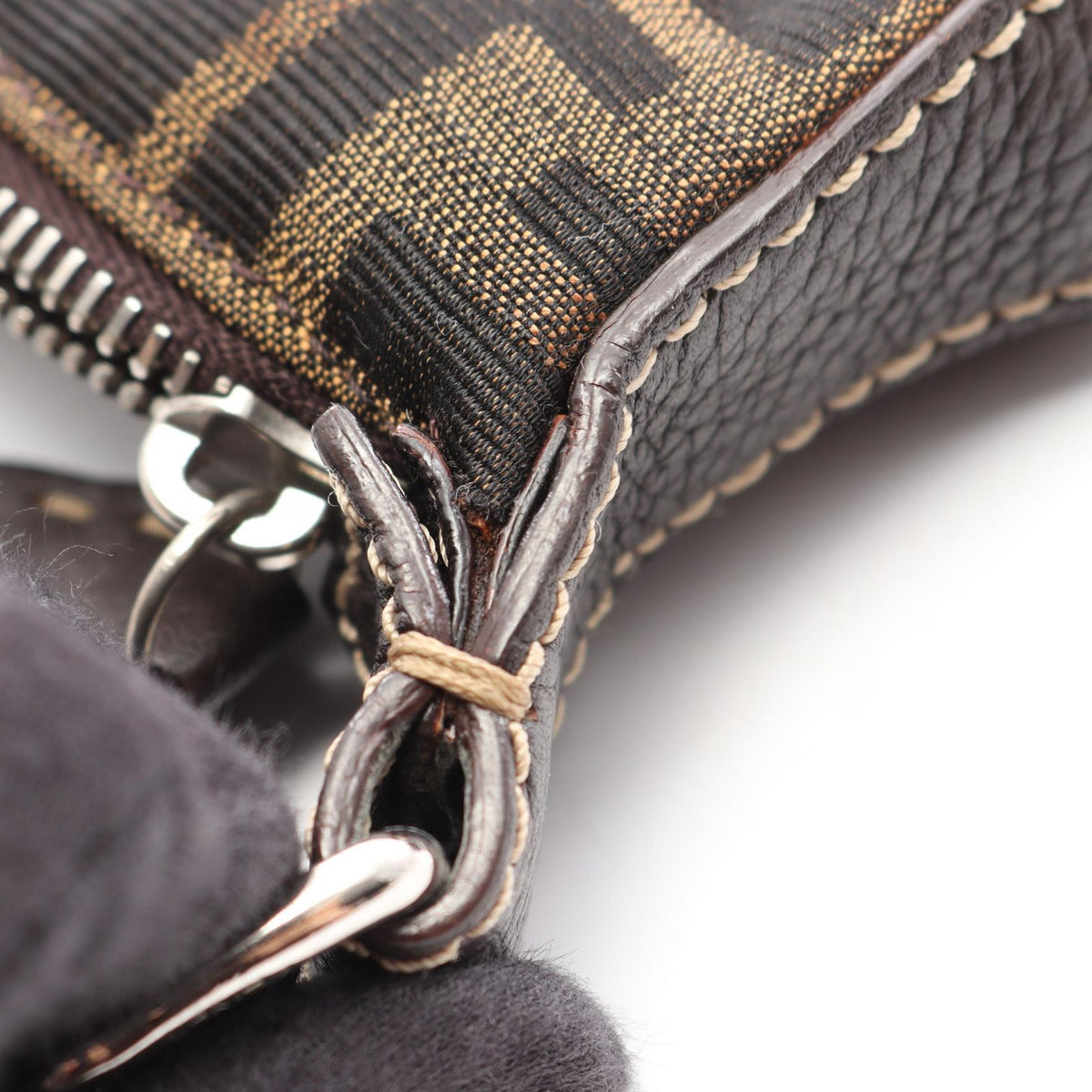FENDI Selleria Zucca Canvas Shoulder Bag