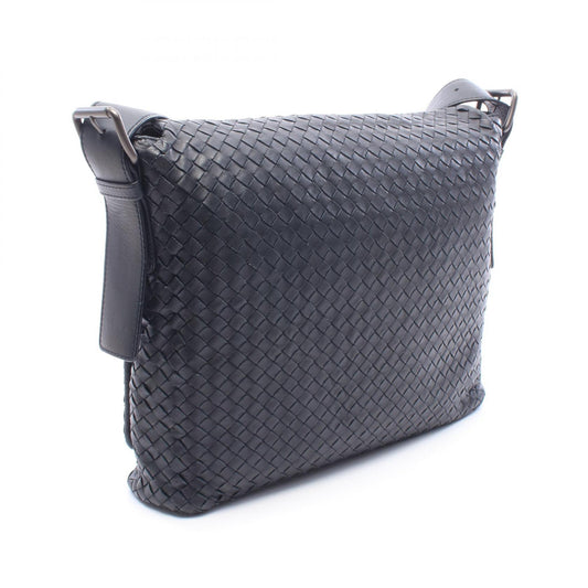 BOTTEGA VENETA Intrecciato Shoulder Bag Leather Navy