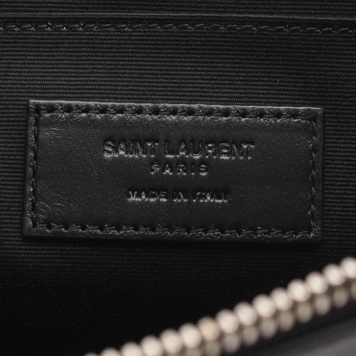SAINT LAURENT PARIS Black Leather Zip Tablet Holder Clutch