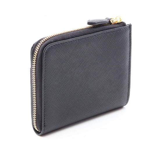 PRADA SAFFIANO TRIANG L-Zip Wallet Black