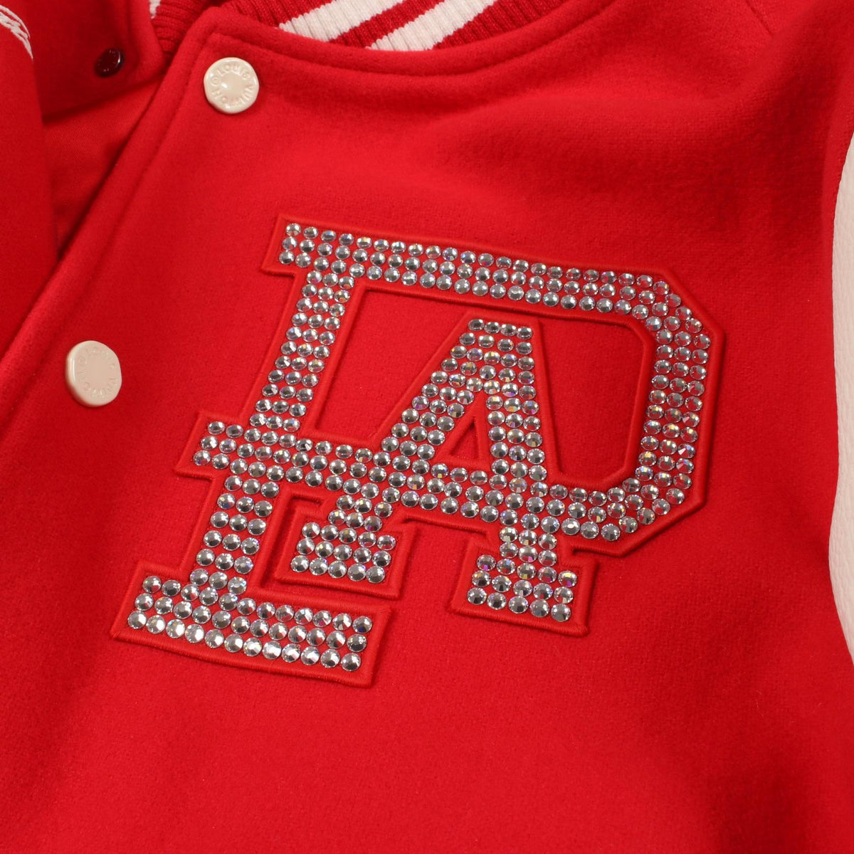 LOUIS VUITTON Rhinestone Varsity Jacket Red Size 56