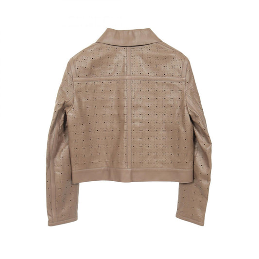HERMES Perforated Lambskin Leather Jacket Size 38