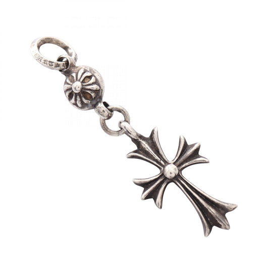 CHROME HEARTS Silver 1 Ball Tiny CH Cross Pendant