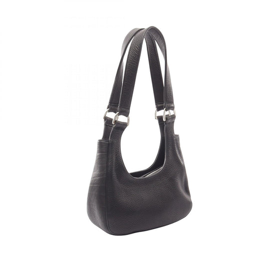 CHROME HEARTS HOBO Scroll Black Leather Shoulder Bag