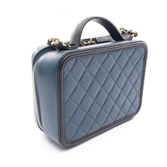 CHANEL CC Filigree Caviar Skin Bag Blue