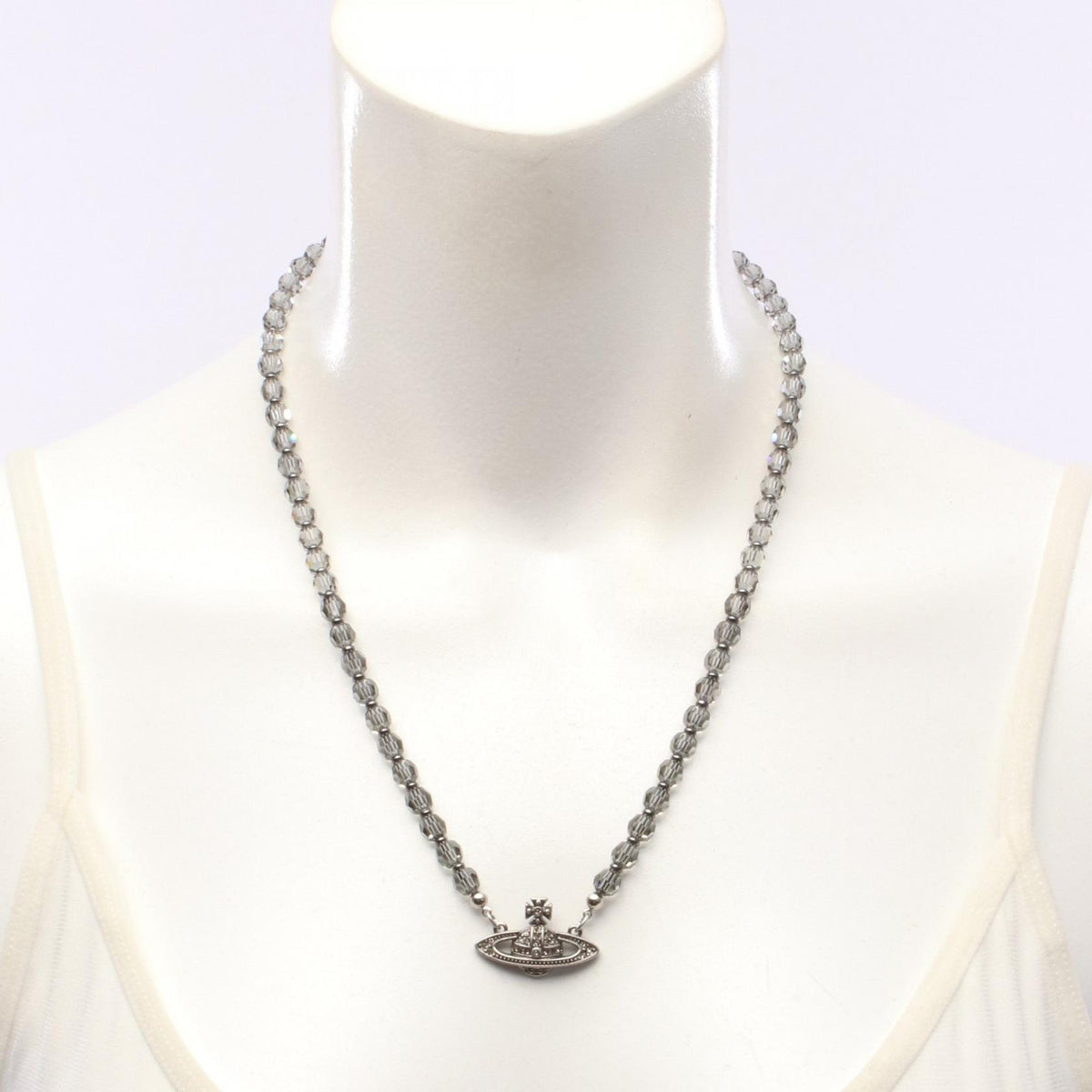 Vivienne Westwood Man Messaline Rhinestone Necklace Silver