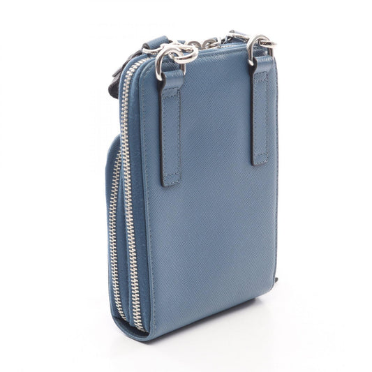 PRADA Saffiano Leather Smartphone Shoulder Bag Blue
