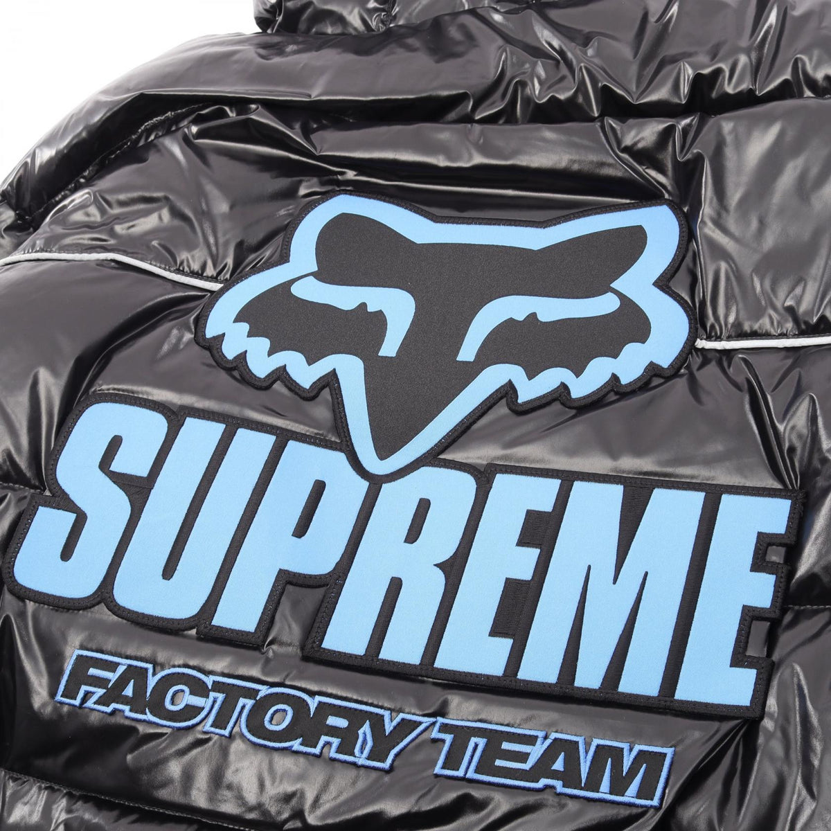 Supreme x Fox Racing Shiny Hooded Puffer Jacket Black Size S